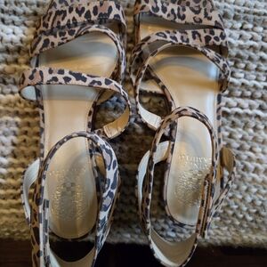 Vince Camuto Maylee Leopard Print Strappy Wedge Sandals